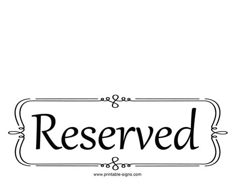 Free Printable Reserved Signs for Gatherings