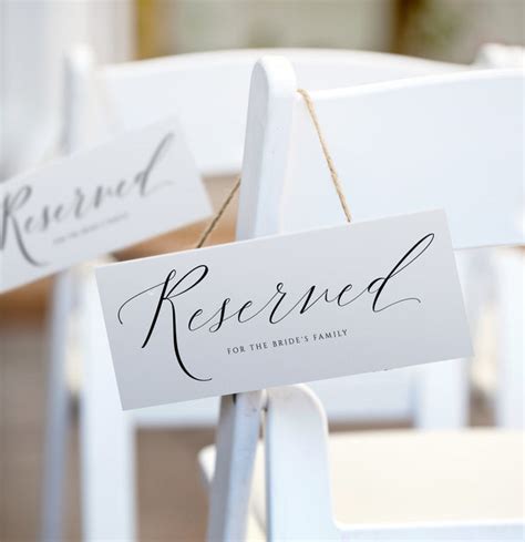 Free Printable Reserved Signs for Weddings