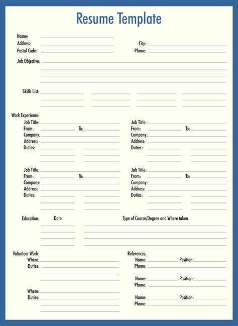 Free Printable Resume Templates Fill In The Blank