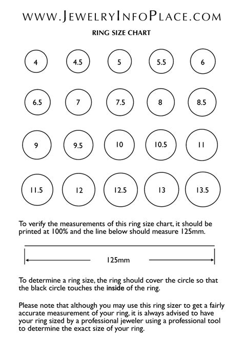 Free Printable Ring Size Chart