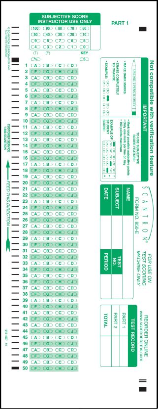 Free Printable Scantron Sheets