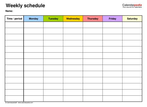 Free Printable Schedule Templates