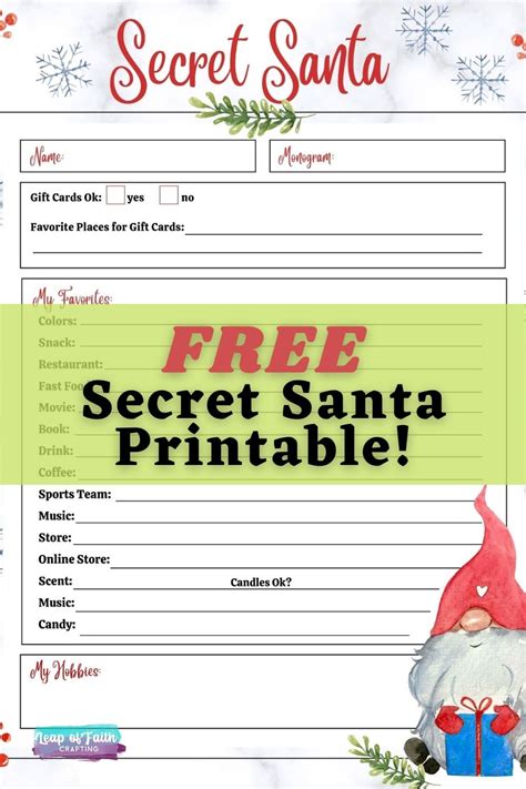 Free Printable Secret Santa Forms