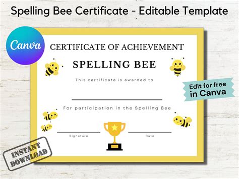 Free Printable Spelling Bee Certificates