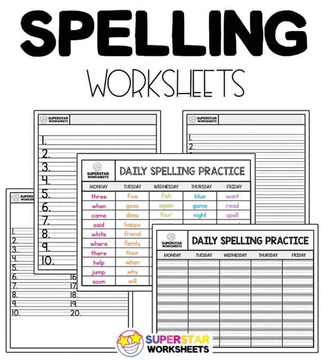 Free printable spelling practice templates for middle school