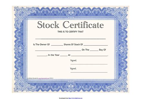 Free Printable Stock Certificate Template