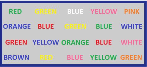 Free Printable Stroop Test