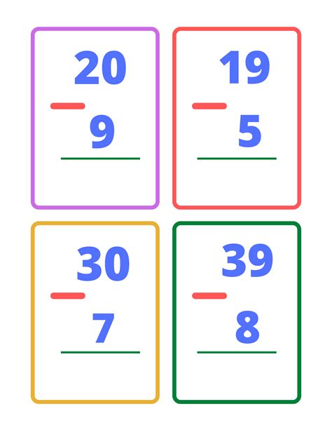 Free Printable Subtraction Flashcards