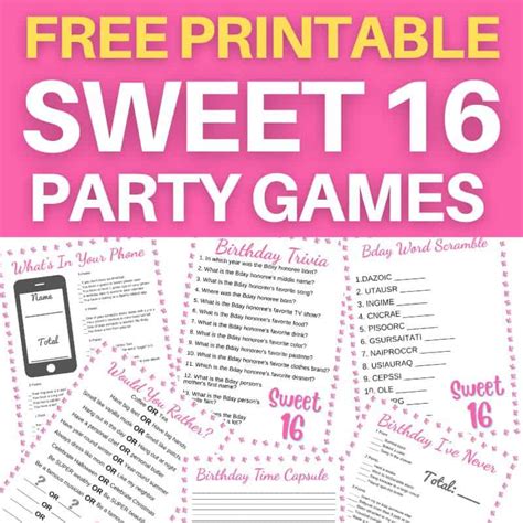 Free Printable Sweet 16 Party Games