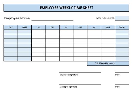 Free Printable Timesheet Template for Business