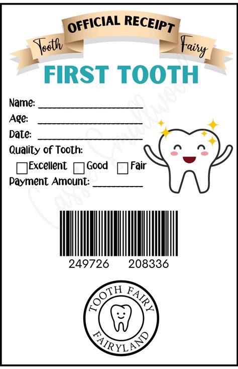 Free Printable Tooth Fairy Receipt Template