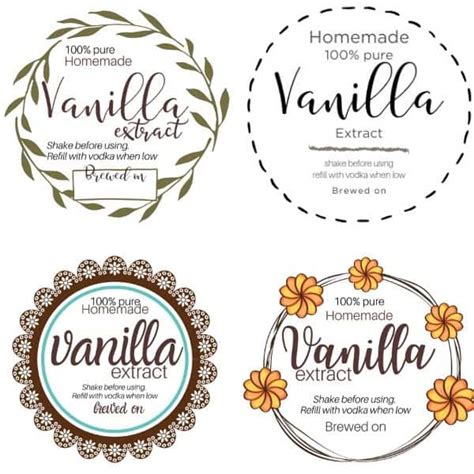 Free Printable Vanilla Extract Labels