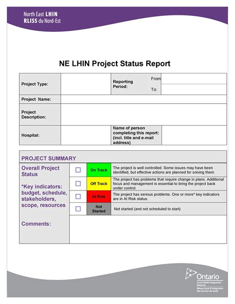 Free Downloadable Project Status Report Template