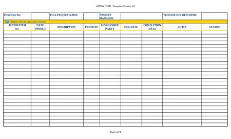 Free project tracking template