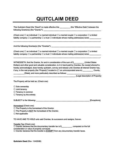 Free Quit Claim Deed Form