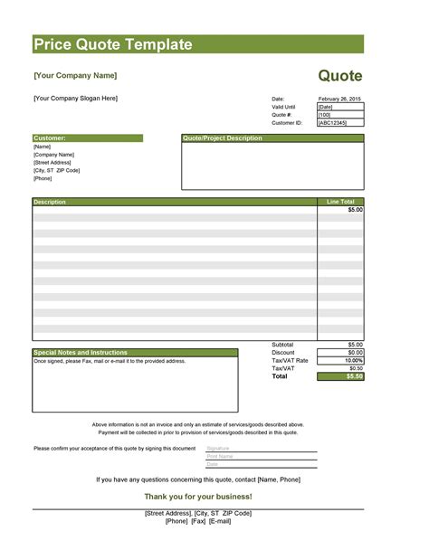 Free Quote Invoice Template