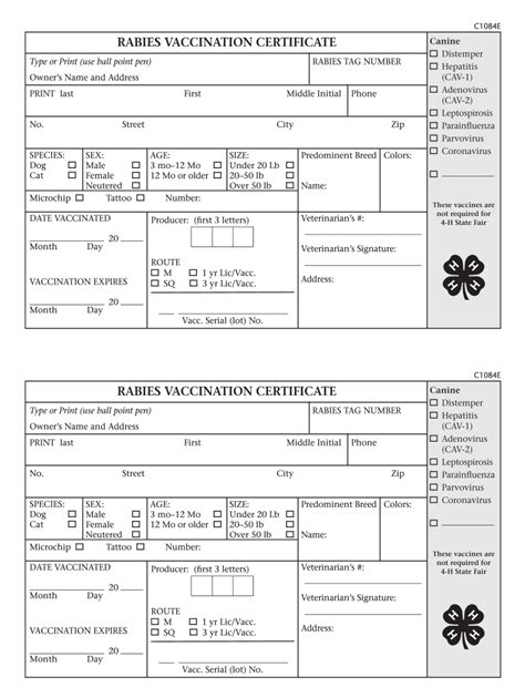 Free Printable Rabies Certificate