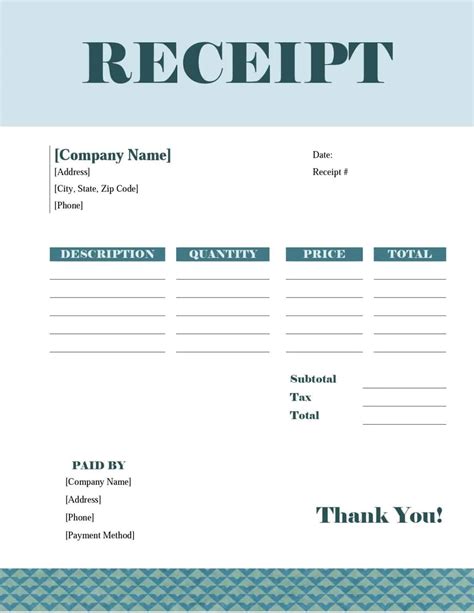 Free Receipt Template for Microsoft Word