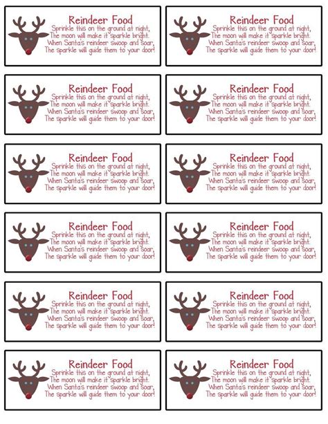 Free Reindeer Food Label Printables