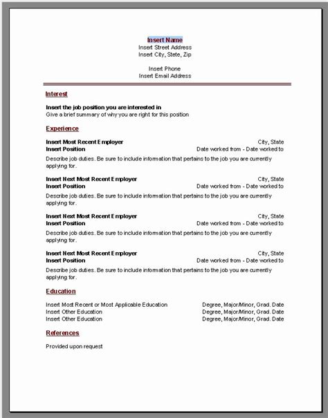 Free Resume Templates for Word 2007