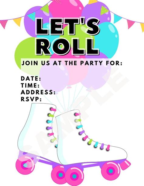 Free roller skate birthday invites