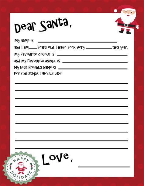 Free Santa letter templates