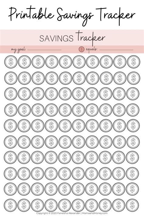 Free savings tracker printables