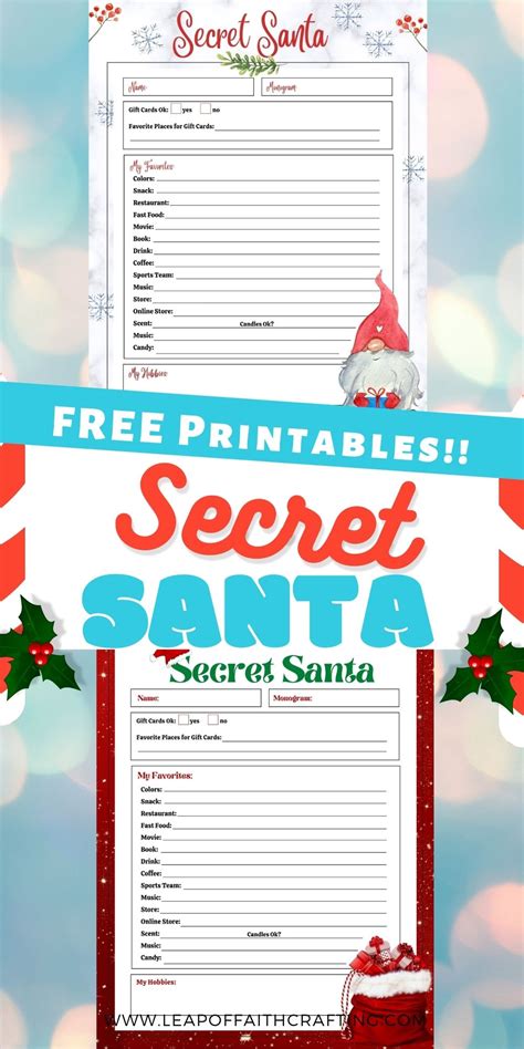 Free Secret Santa printables for a fun gift exchange