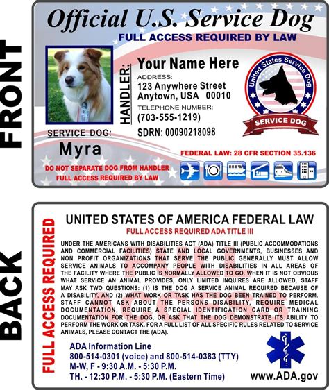 Free Service Dog ID Template