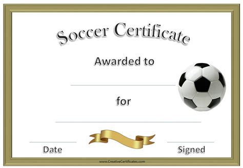 Free Soccer Award Certificates