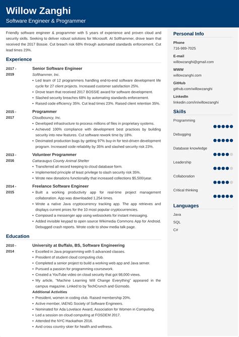 Free Software Engineer Resume Template