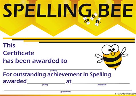 Free Spelling Bee Certificates