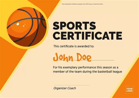 Free Sports Certificate Template