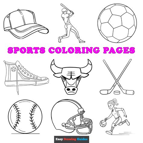 Variety of sports coloring pages