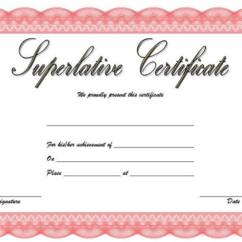 Free Superlative Certificate Template