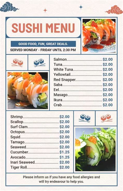 Free Sushi Menu Template