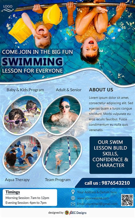 Free Swim Lesson Flyer Template Download