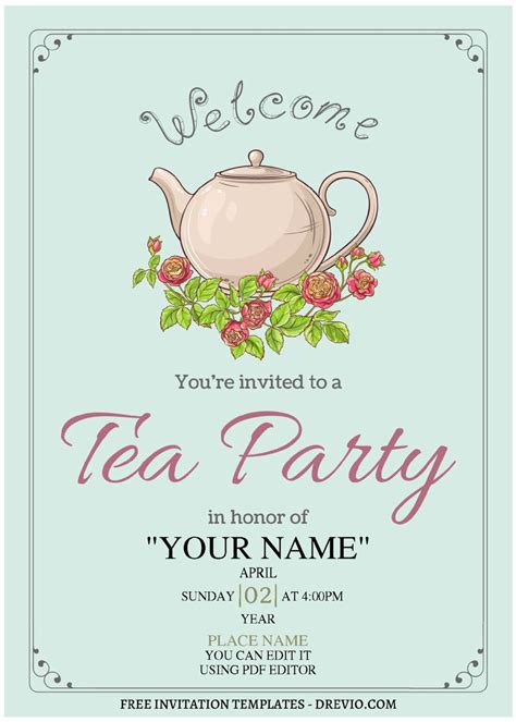 Free Tea Party Invitations