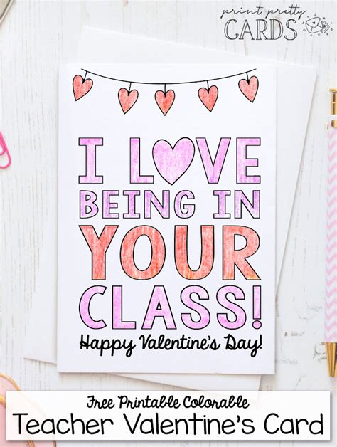 Free Teacher Valentine Cards Printable Design