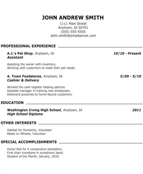 Free teenage resume template