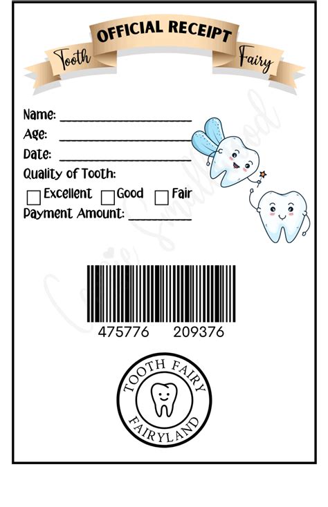 Free Tooth Fairy Receipt Template Printable