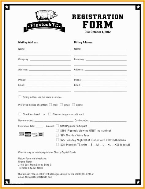 Free Tournament Registration Form Template