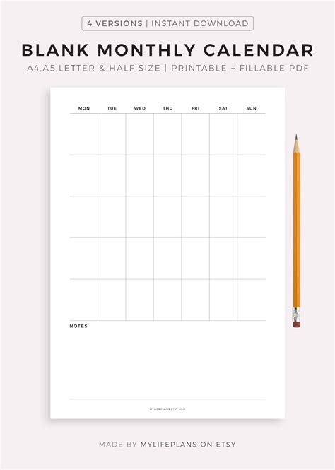 Free undated calendar printable templates for specific needs