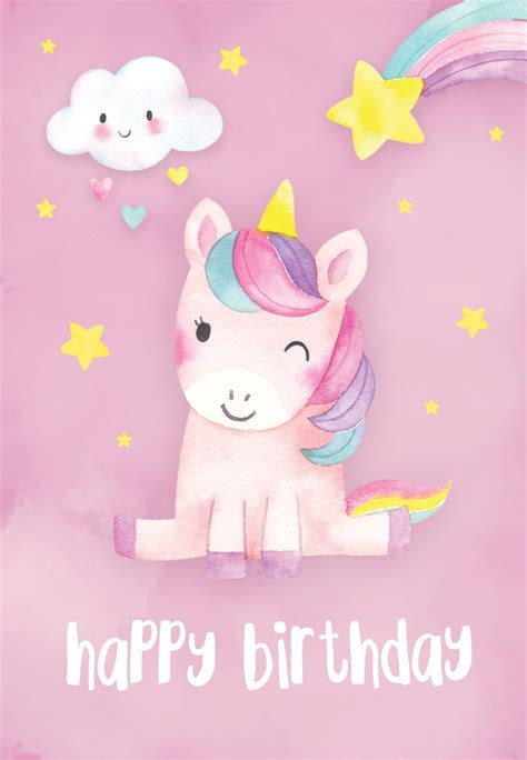 Free unicorn birthday cards printable for kids