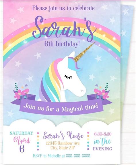 Free Unicorn Invitation Templates