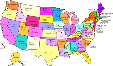 Free USA Map with Capitals Download