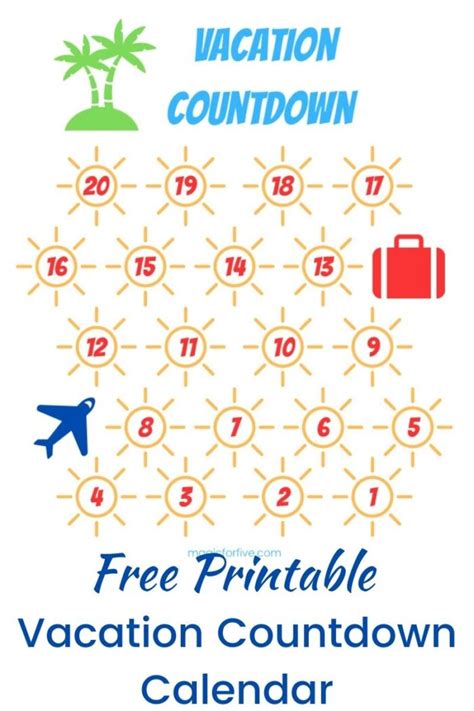 Free vacation countdown printables