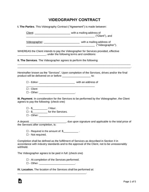 Free Videography Contract Template