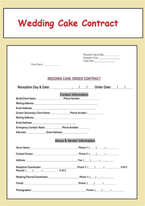 Free Wedding Cake Contract Template