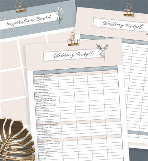 Free wedding planner printables